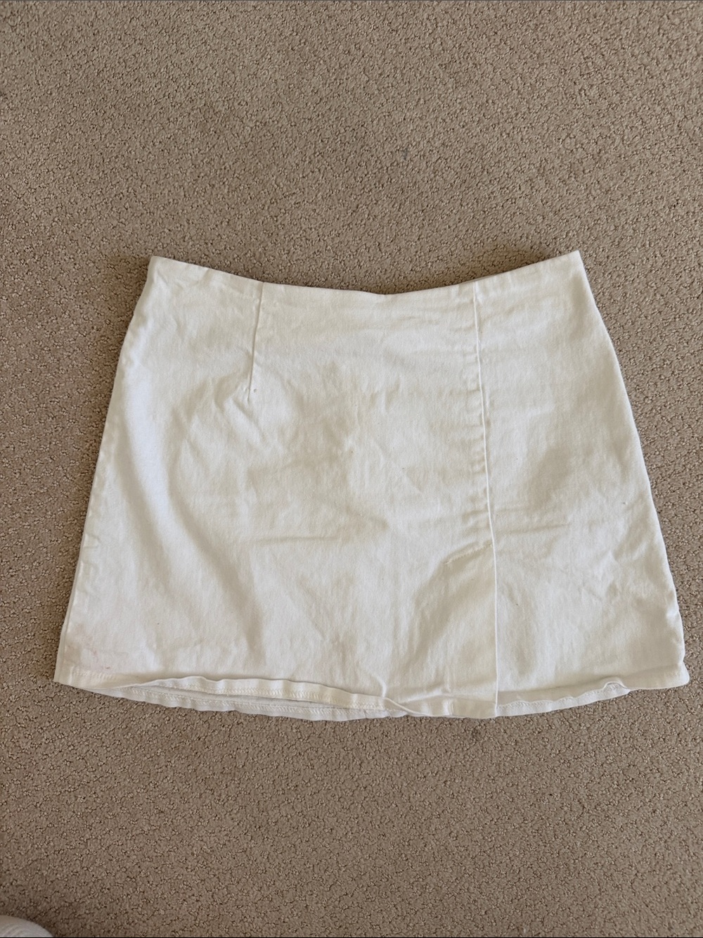 White High-Waist Mini Skirt with Adjustable Waist Tab